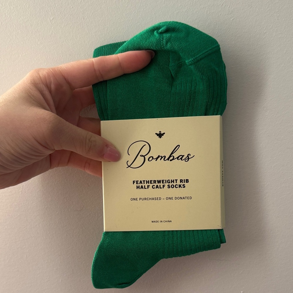 Bombas Green Featherweight Rib Socks